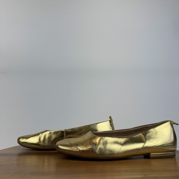 Womens Franco Sarto Ariel Gold Faux Leather Comfort Casual Ballet Flats Size 7.5 - Picture 2 of 8